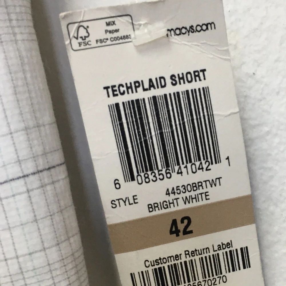 Greg Norman Techplaid Shorts Size 42 White Preppy Golf Tennis Resort Vacation